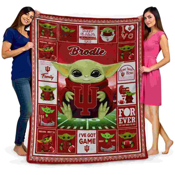 personalized indiana hoosiers baby yoda red blanket fashion forward