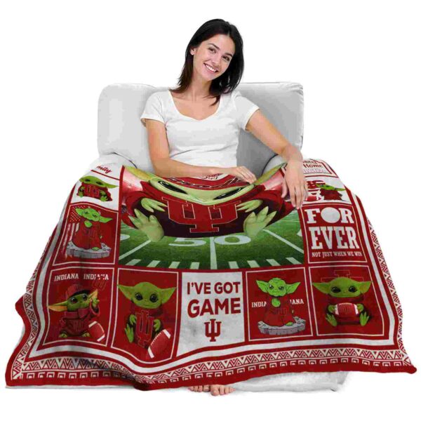 personalized indiana hoosiers baby yoda red blanket latest model