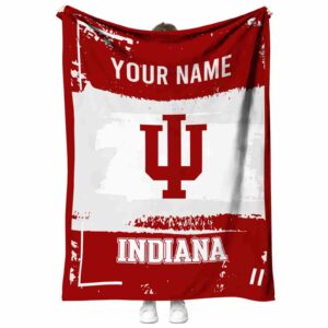 personalized indiana hoosiers paint strokes red white blanket best selling