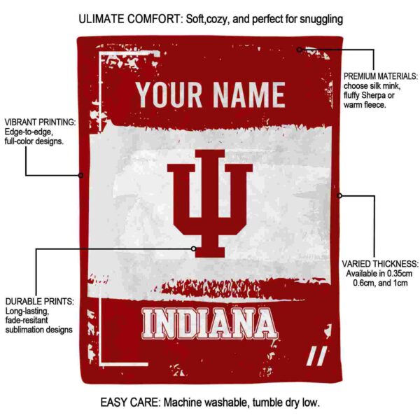 personalized indiana hoosiers paint strokes red white blanket new arrival