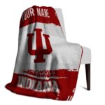 personalized indiana hoosiers paint strokes red white blanket top rated