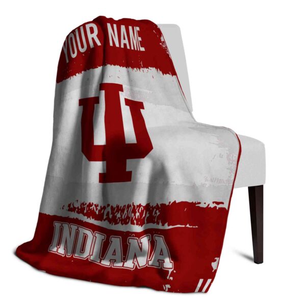 personalized indiana hoosiers paint strokes red white blanket top rated