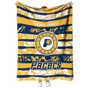 personalized indiana pacers floral stripes blue white blanket best selling