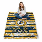 personalized indiana pacers floral stripes blue white blanket high quality