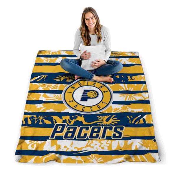 personalized indiana pacers floral stripes blue white blanket high quality