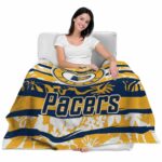 personalized indiana pacers floral stripes blue white blanket latest model