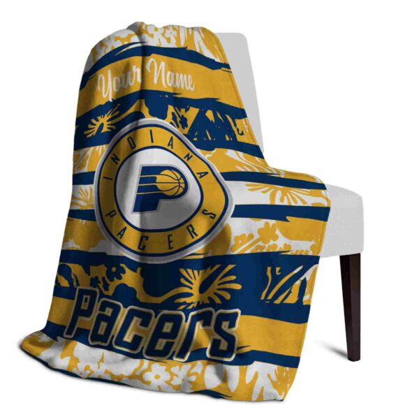 personalized indiana pacers floral stripes blue white blanket top rated