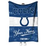 personalized indianapolis colts grunge texture blue white blanket best selling