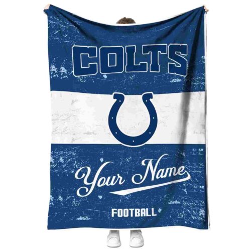 personalized indianapolis colts grunge texture blue white blanket best selling