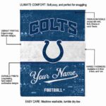 personalized indianapolis colts grunge texture blue white blanket best selling