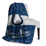 personalized indianapolis colts grunge texture blue white blanket best selling