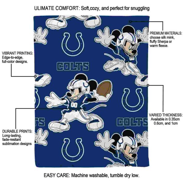 personalized indianapolis colts mickey blue blanket new arrival