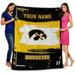 personalized iowa hawkeyes paint strokes black white blanket best selling