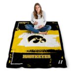 personalized iowa hawkeyes paint strokes black white blanket best selling