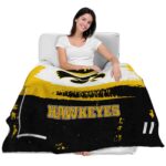 personalized iowa hawkeyes paint strokes black white blanket best selling