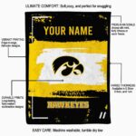 personalized iowa hawkeyes paint strokes black white blanket best selling