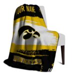 personalized iowa hawkeyes paint strokes black white blanket best selling