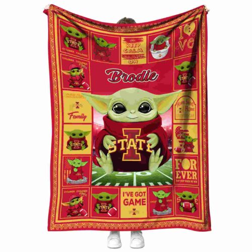 personalized iowa state cyclones baby yoda red blanket best selling