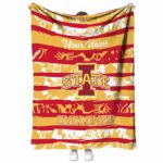 personalized iowa state cyclones floral stripes red white blanket best selling