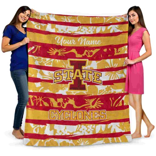 personalized iowa state cyclones floral stripes red white blanket fashion forward
