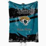 personalized jacksonville jaguars grunge streaks teal blanket best selling