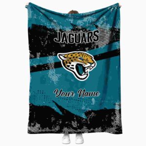 personalized jacksonville jaguars grunge streaks teal blanket best selling