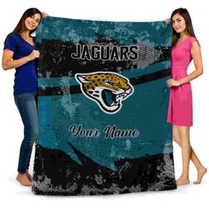 personalized jacksonville jaguars grunge streaks teal blanket fashion forward