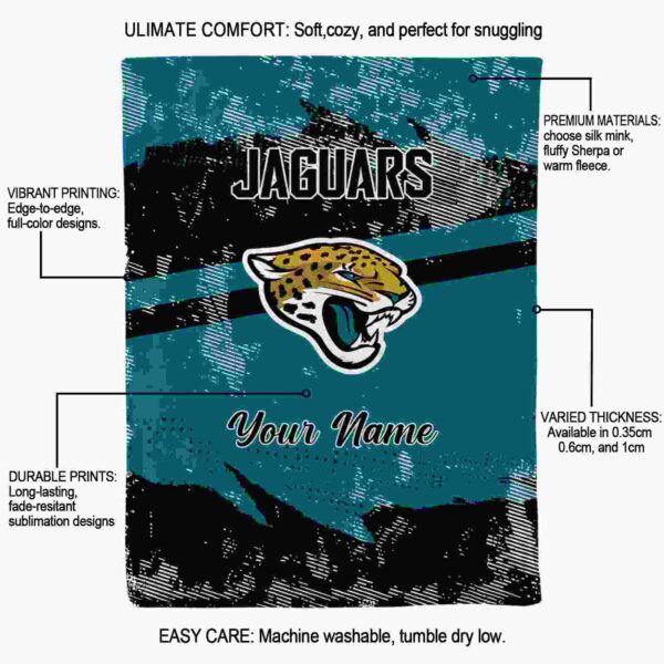 personalized jacksonville jaguars grunge streaks teal blanket new arrival