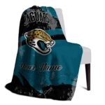 personalized jacksonville jaguars grunge streaks teal blanket top rated