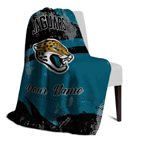 personalized jacksonville jaguars grunge streaks teal blanket top rated