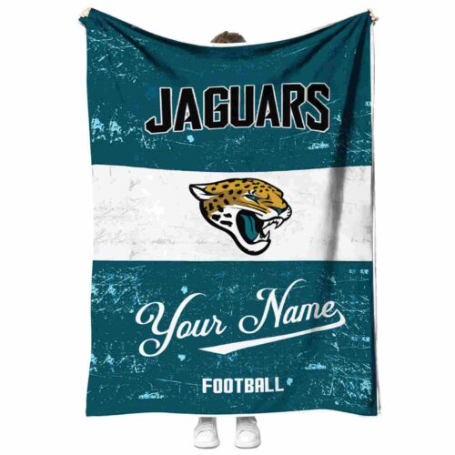 personalized jacksonville jaguars grunge texture teal white blanket best selling