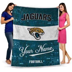 personalized jacksonville jaguars grunge texture teal white blanket fashion forward