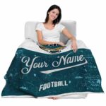personalized jacksonville jaguars grunge texture teal white blanket latest model