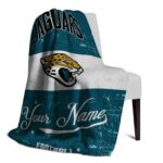personalized jacksonville jaguars grunge texture teal white blanket top rated