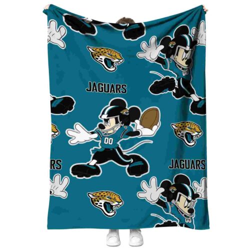 personalized jacksonville jaguars mickey teal blanket best selling