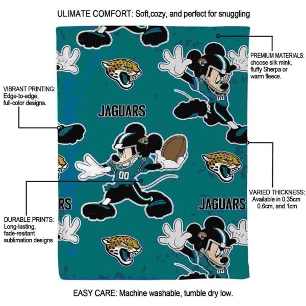 personalized jacksonville jaguars mickey teal blanket new arrival