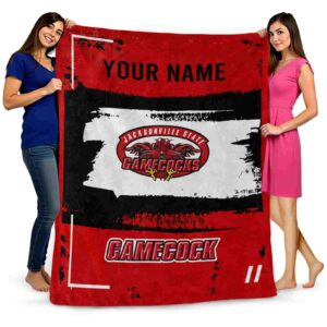 personalized jacksonville state gamecocks paint strokes red white blanket fashion forward