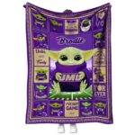 personalized james madison dukes baby yoda purple blanket best selling