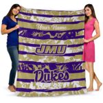 personalized james madison dukes floral stripes purple white blanket best selling