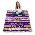 personalized james madison dukes floral stripes purple white blanket best selling