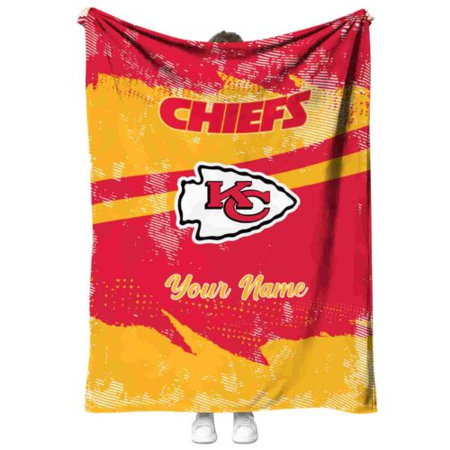 personalized kansas city chiefs grunge streaks red blanket best selling