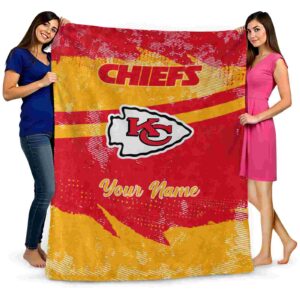 personalized kansas city chiefs grunge streaks red blanket fashion forward