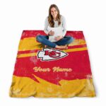 personalized kansas city chiefs grunge streaks red blanket high quality