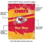 personalized kansas city chiefs grunge streaks red blanket new arrival
