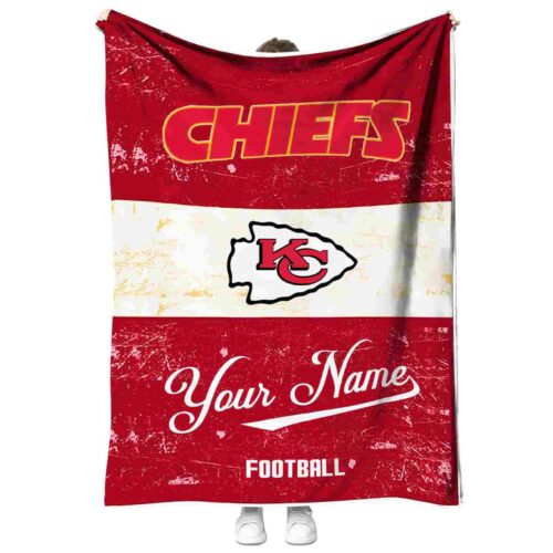 personalized kansas city chiefs grunge texture red white blanket best selling
