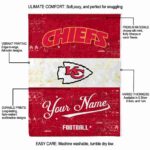 personalized kansas city chiefs grunge texture red white blanket new arrival