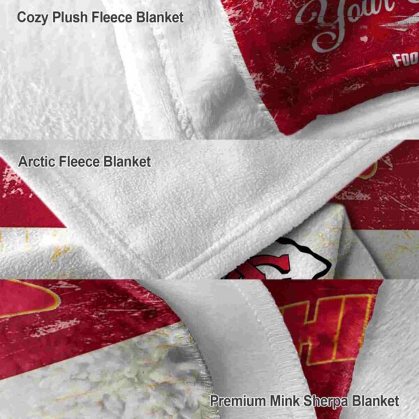 personalized kansas city chiefs grunge texture red white blanket premium grade