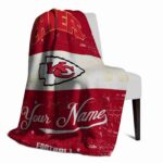 personalized kansas city chiefs grunge texture red white blanket top rated