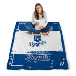 personalized kansas city royals paint strokes royal blue white blanket high quality