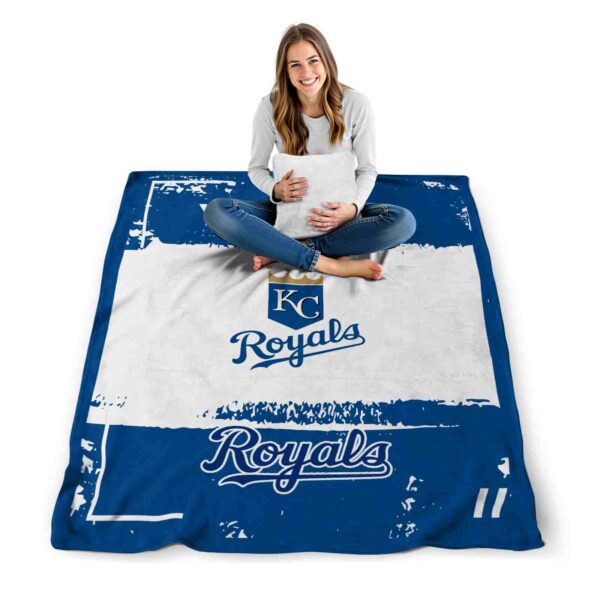 personalized kansas city royals paint strokes royal blue white blanket high quality